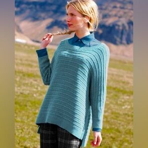 GARNET HILL Lambswool Angora Knit Sweater Blue S